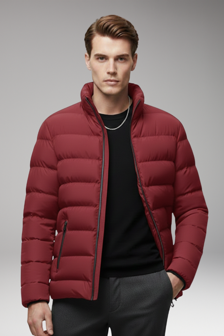 Men's Jacket with Quilted Surface and Zip Pockets