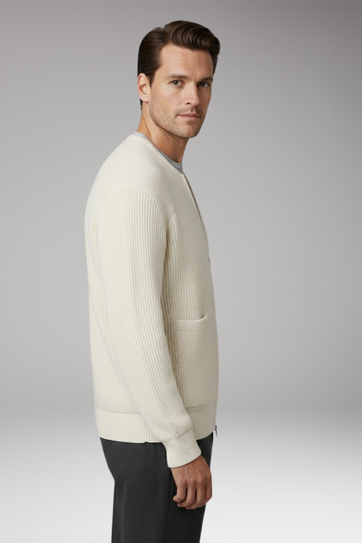 Men's Jacket with Ribbed and Front Closure