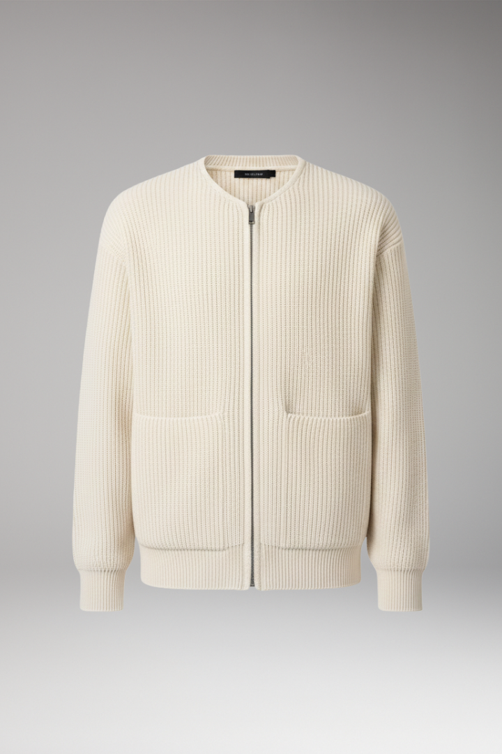 Men's Jacket with Ribbed and Front Closure