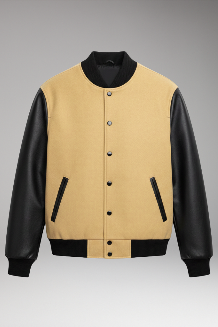 Men's Jacket with Ribbed Trims and Side Pockets