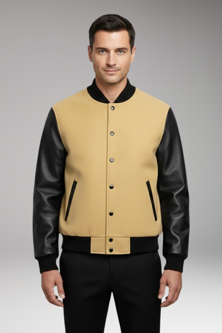 Men's Jacket with Ribbed Trims and Side Pockets