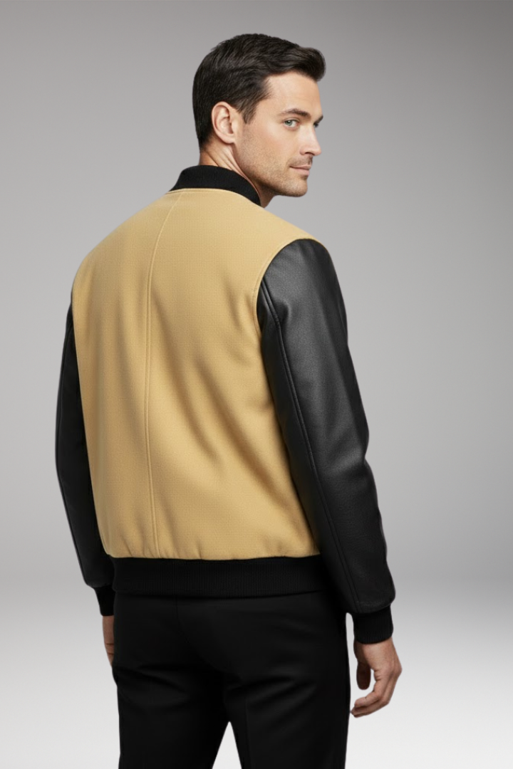 Men's Jacket with Ribbed Trims and Side Pockets