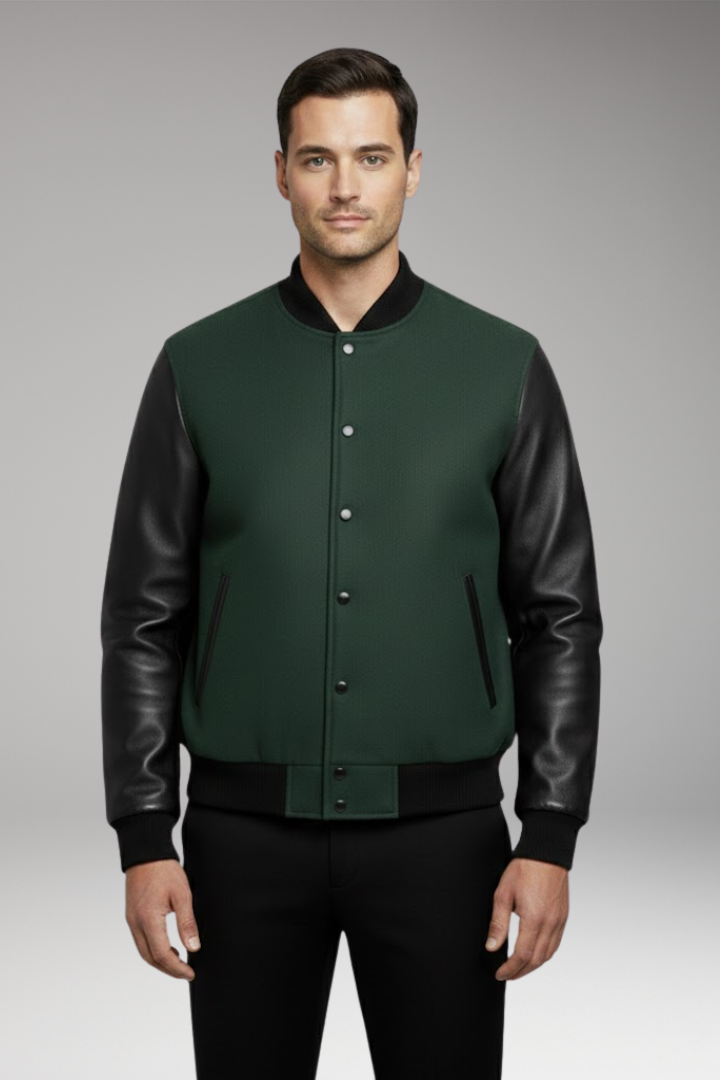 Men's Jacket with Ribbed Trims and Side Pockets