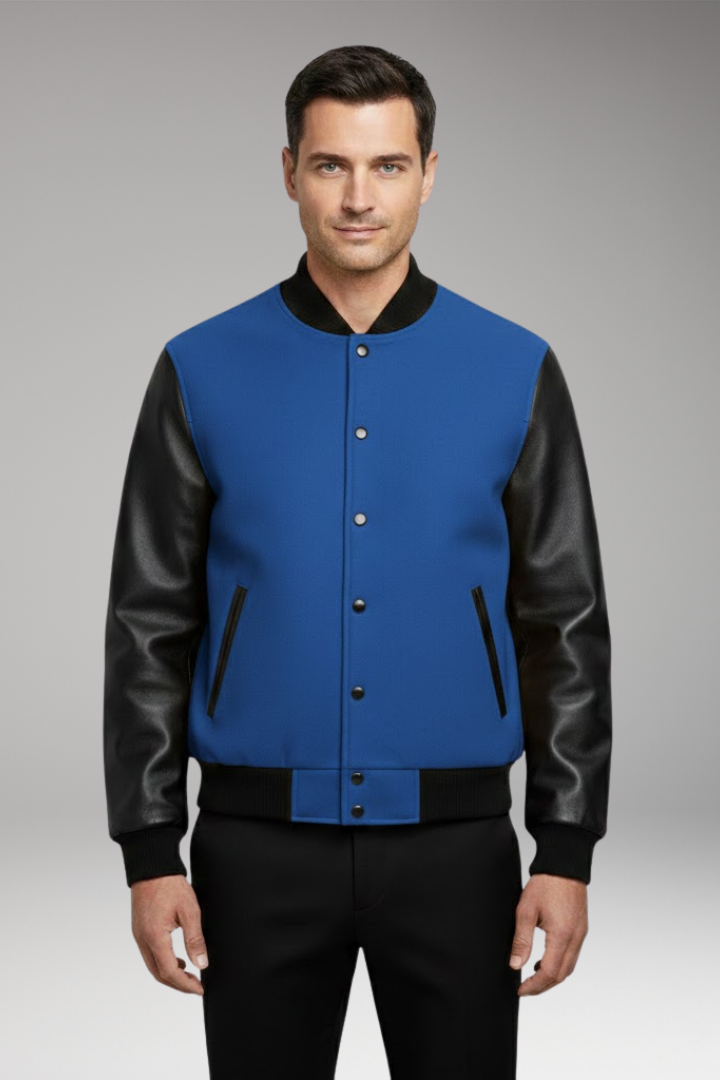 Men's Jacket with Ribbed Trims and Side Pockets