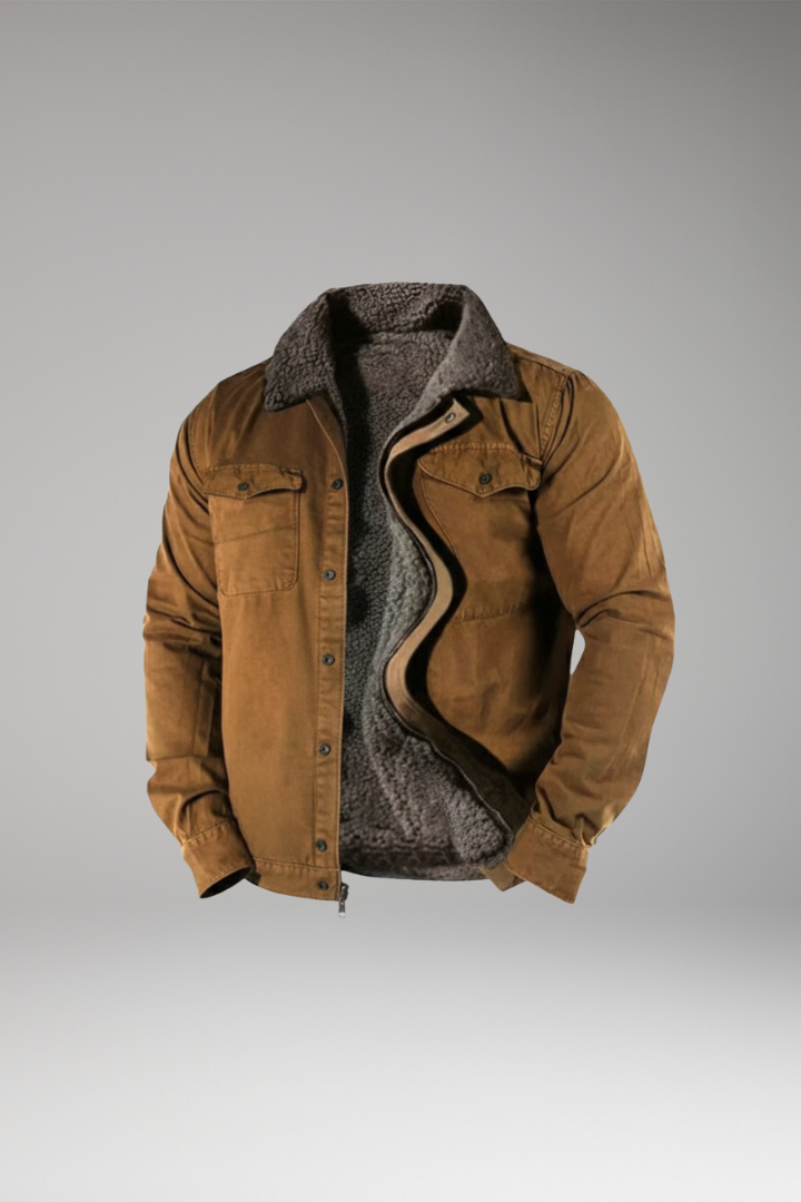 Men's Jacket with Sherpa Lining and Woven Outer