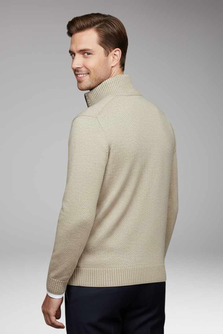 Men's Jacket with Stand-Up Collar and Zipper