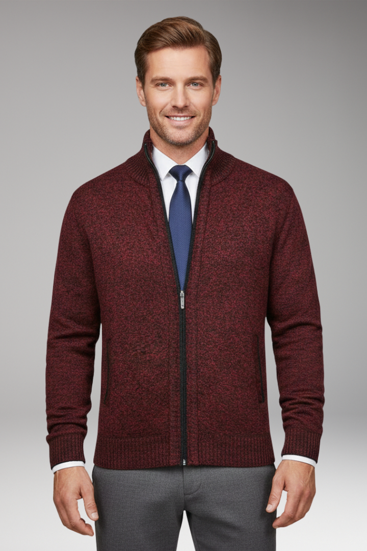 Men's Jacket with Stand-Up Collar and Zipper