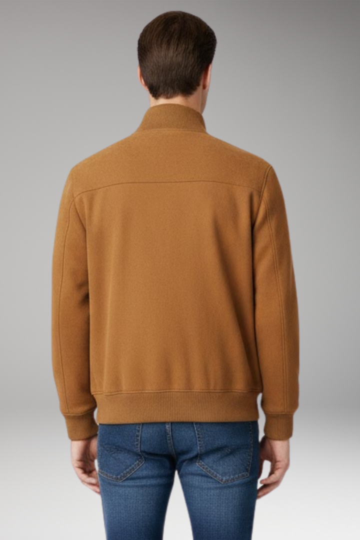 Men's Jacket with Stand Collar and Elastic Cuffs