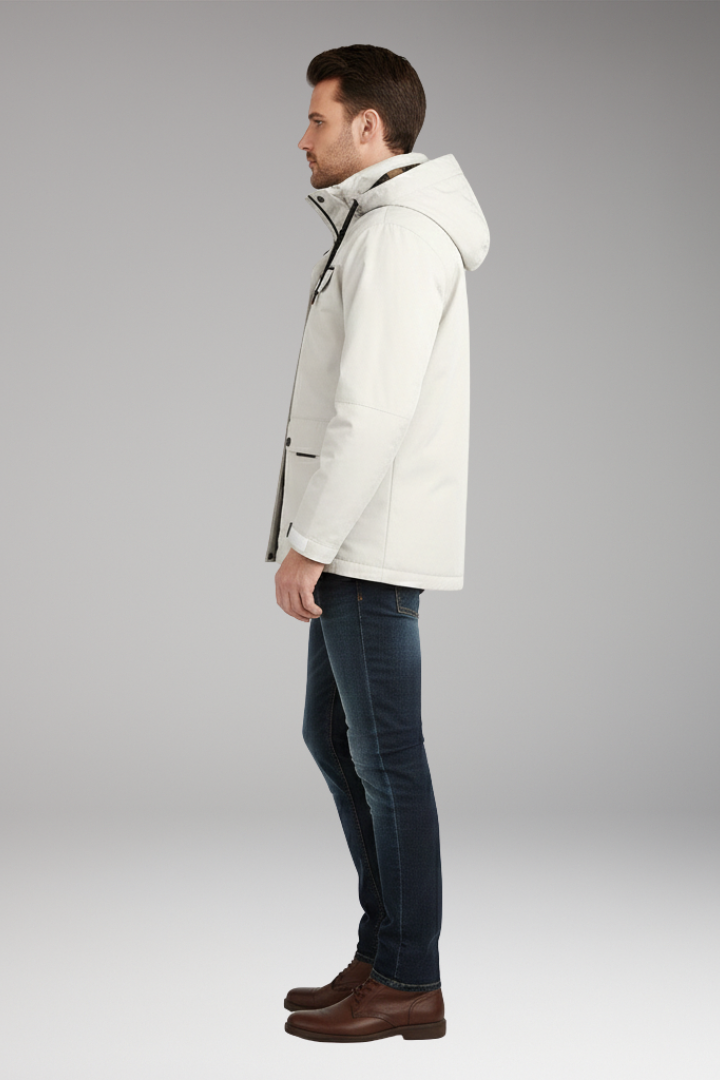 Men's Jacket with Stand Collar and Full Zip