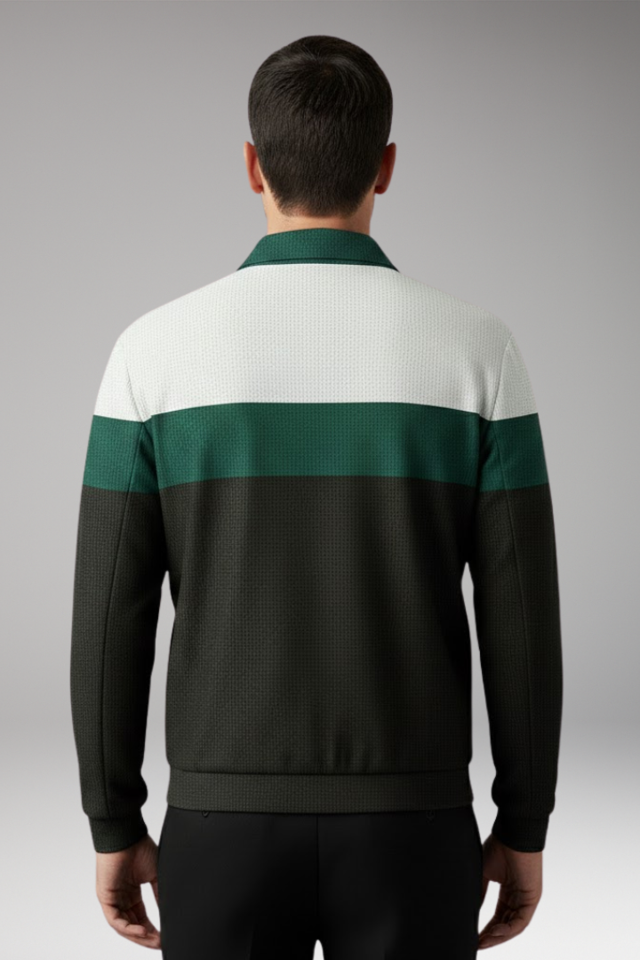 Men’s Jacket with Textured Design and Contrast Stripes