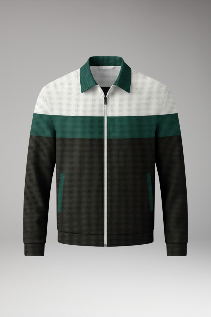 Men’s Jacket with Textured Design and Contrast Stripes