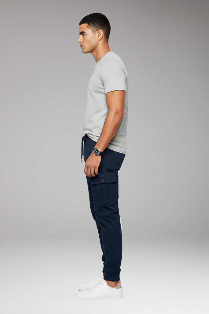 Men's Jogger Pants with Elastic Waist and Cargo Pockets