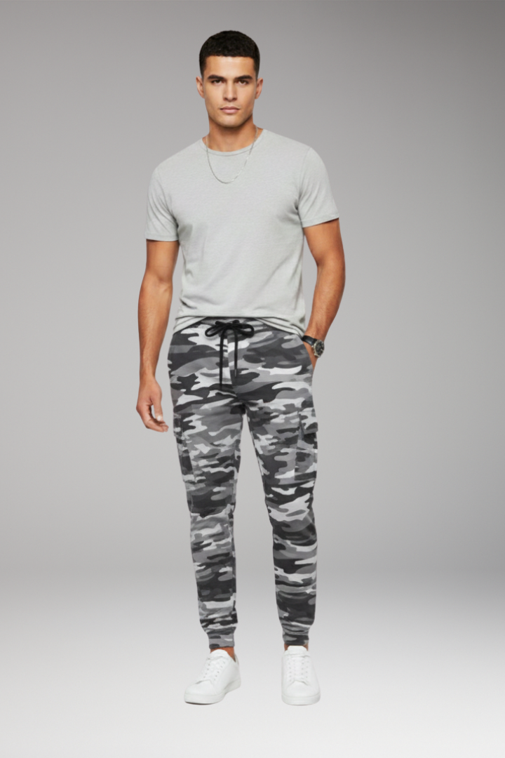 Men's Jogger Pants with Elastic Waist and Cargo Pockets