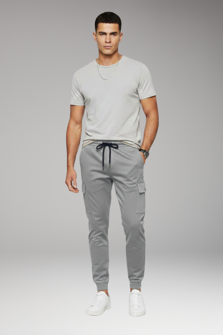 Men's Jogger Pants with Elastic Waist and Cargo Pockets