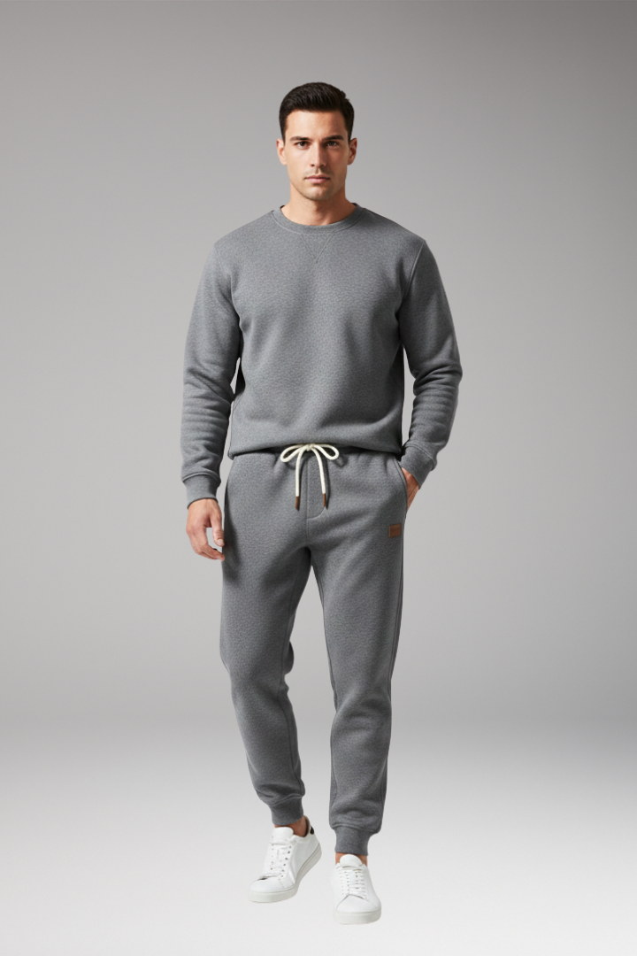 Men's Jogging Pants with Drawstring Waist and Ribbed Cuffs