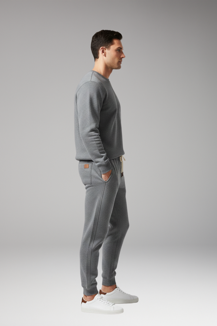 Men's Jogging Pants with Drawstring Waist and Ribbed Cuffs