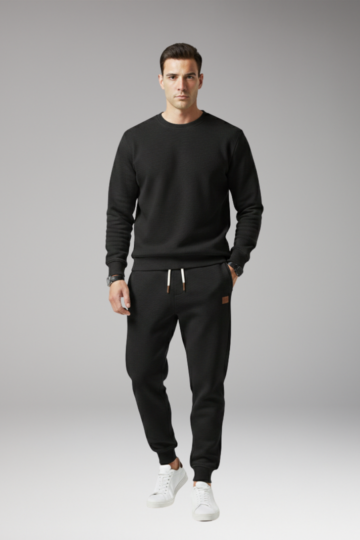Men's Jogging Pants with Drawstring Waist and Ribbed Cuffs