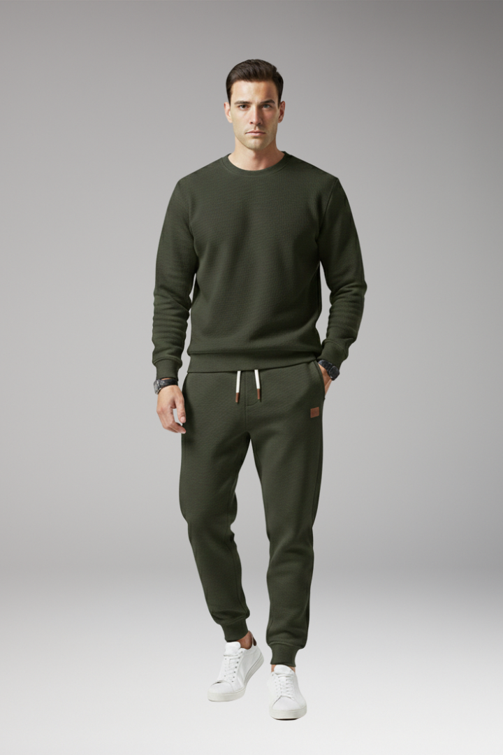 Men's Jogging Pants with Drawstring Waist and Ribbed Cuffs