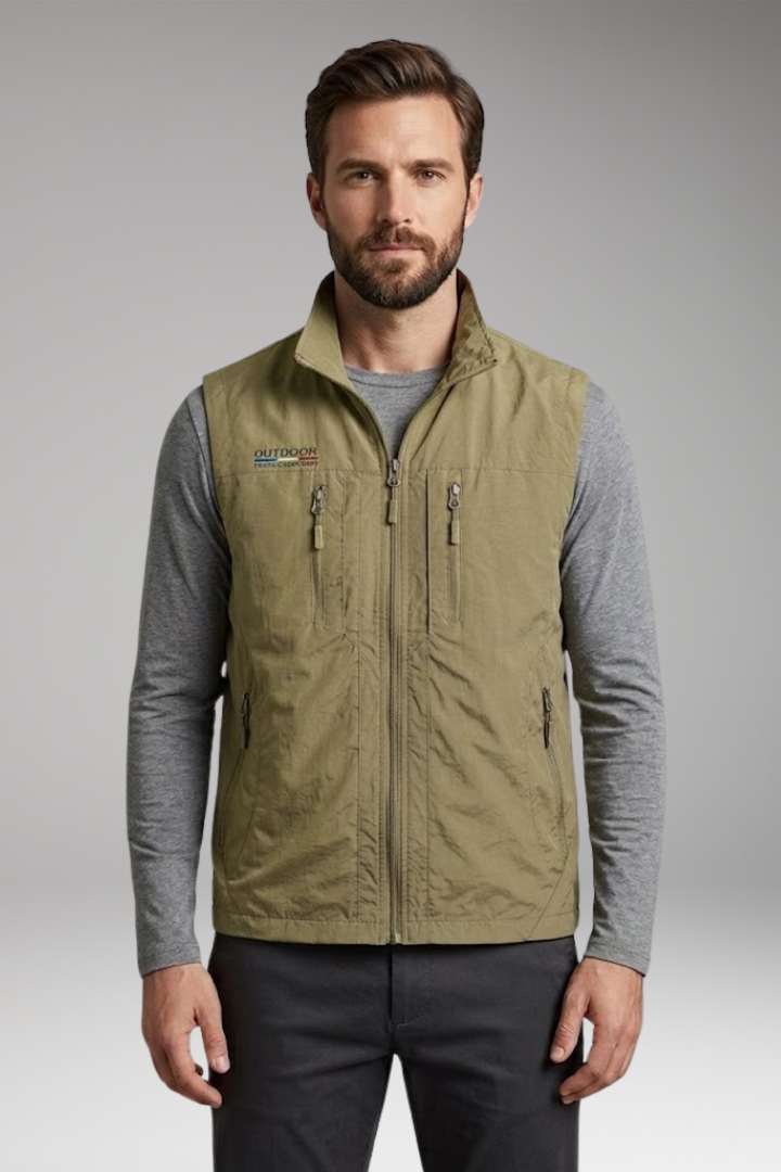 Men's Multi'Pocket Cargo Vest with Zipper Fastening