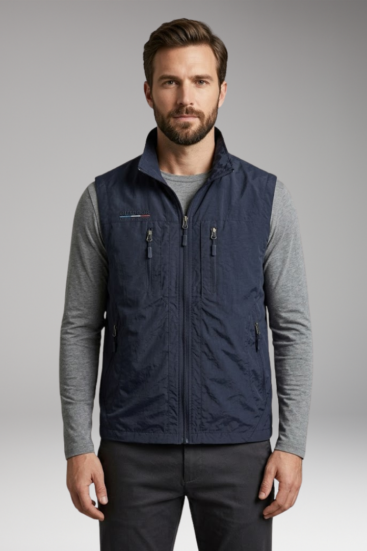 Men's Multi'Pocket Cargo Vest with Zipper Fastening