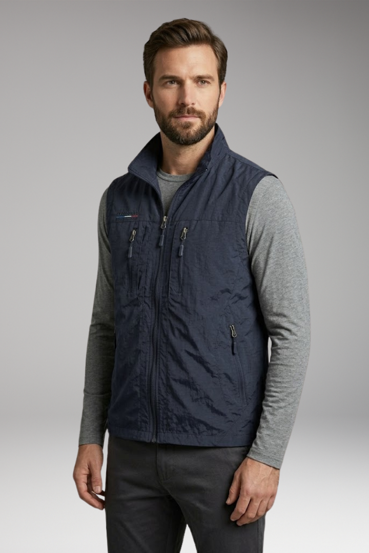 Men's Multi'Pocket Cargo Vest with Zipper Fastening