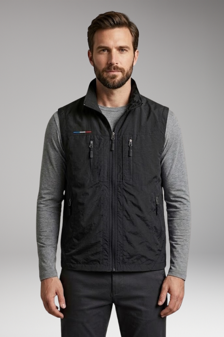 Men's Multi'Pocket Cargo Vest with Zipper Fastening