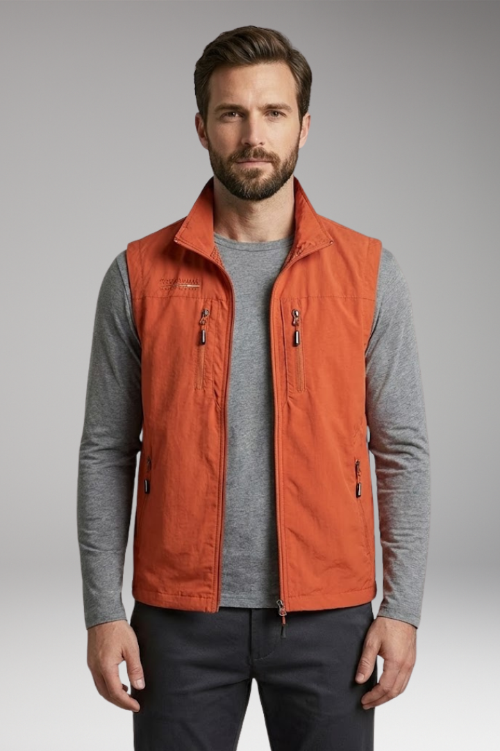 Men's Multi'Pocket Cargo Vest with Zipper Fastening