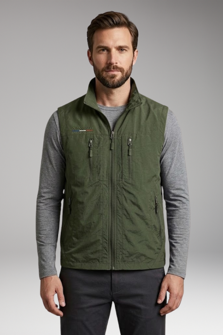 Men's Multi'Pocket Cargo Vest with Zipper Fastening