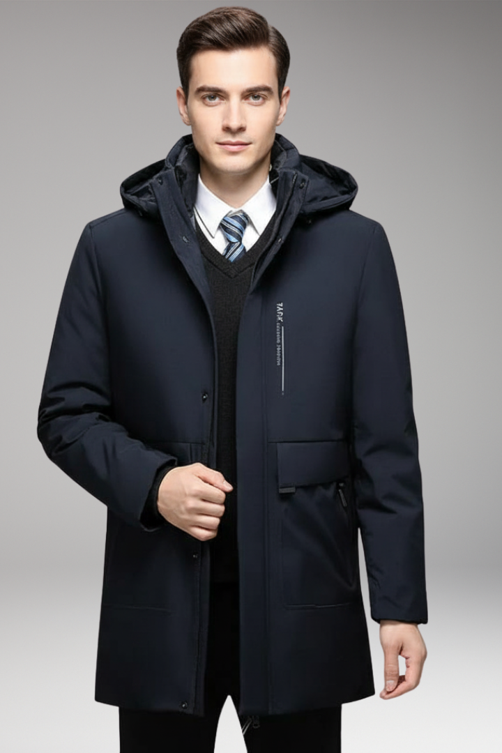 Men’s Padded Winter Coat with Zipper Closure and Two-Piece Design