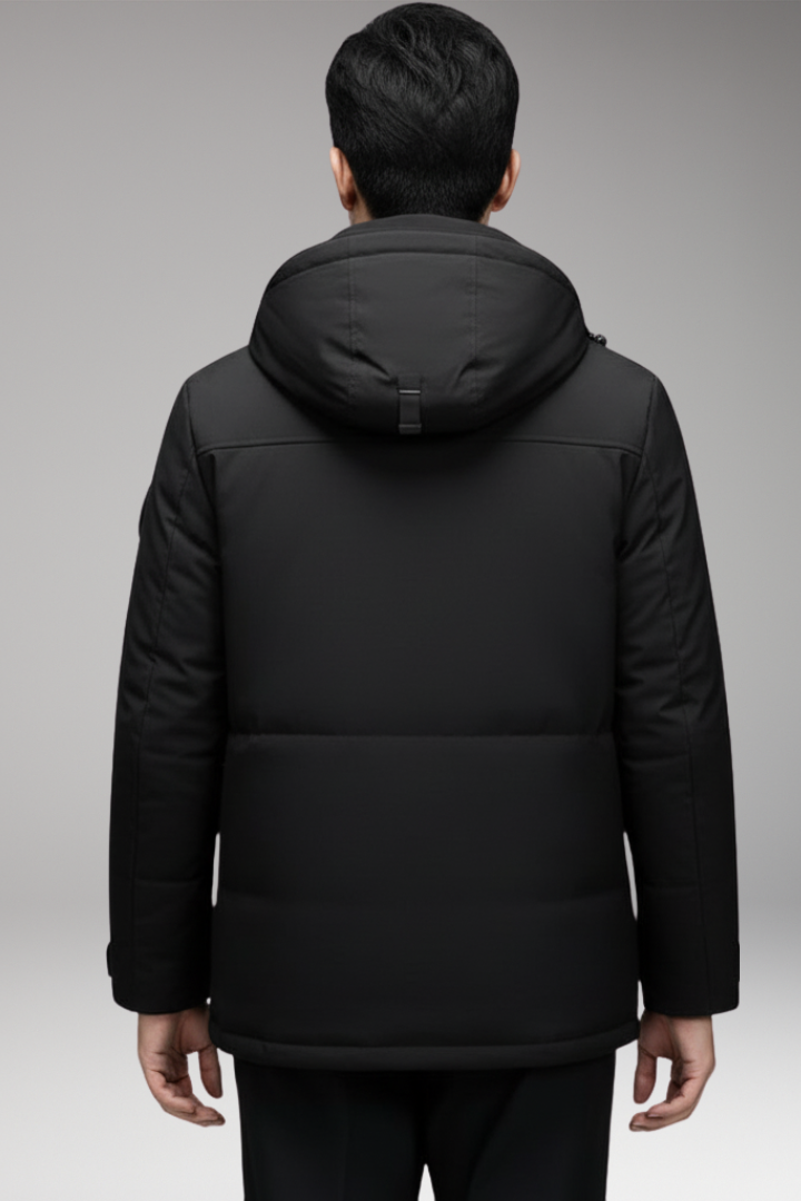 Men’s Padded Winter Coat with Zipper Closure and Two-Piece Design