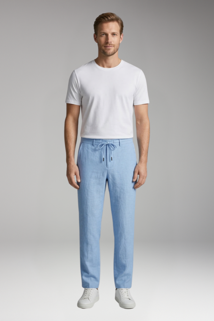 Men's Pants with Drawstring Waist and Straight'Leg Design