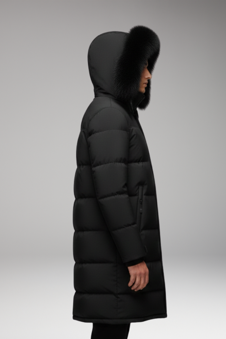 Men's Parka with Hood and Quilted Surface