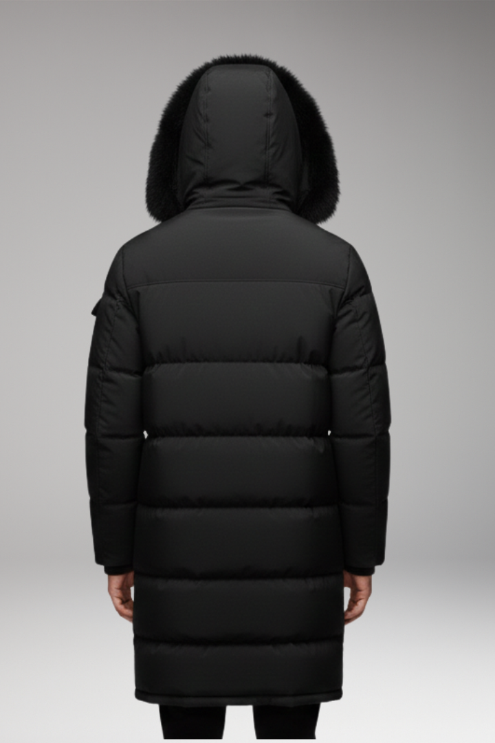Men's Parka with Hood and Quilted Surface