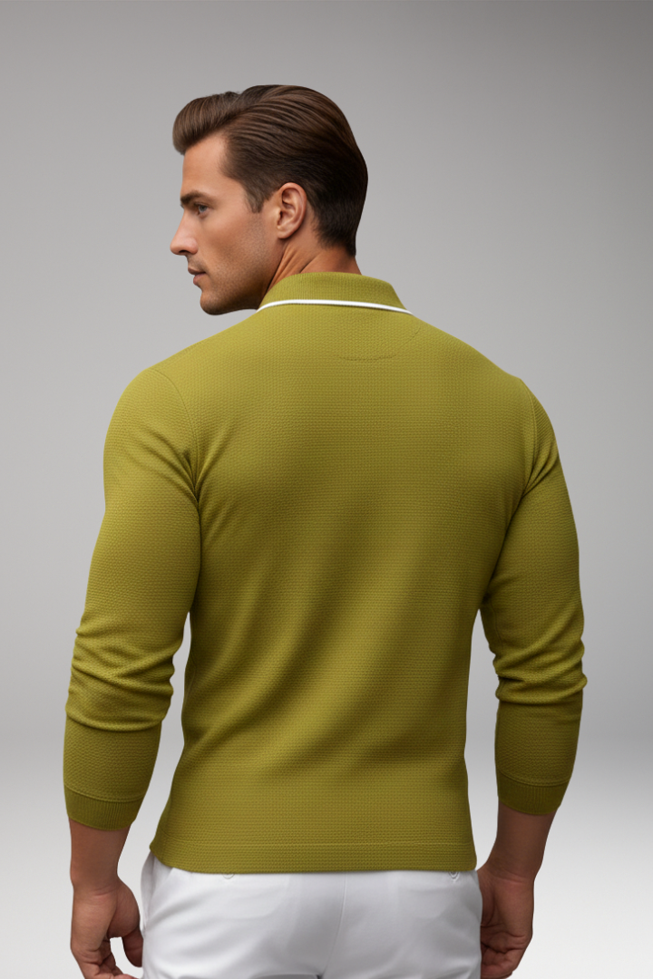 Men’s Polo Shirt with Lapel and Long Sleeves