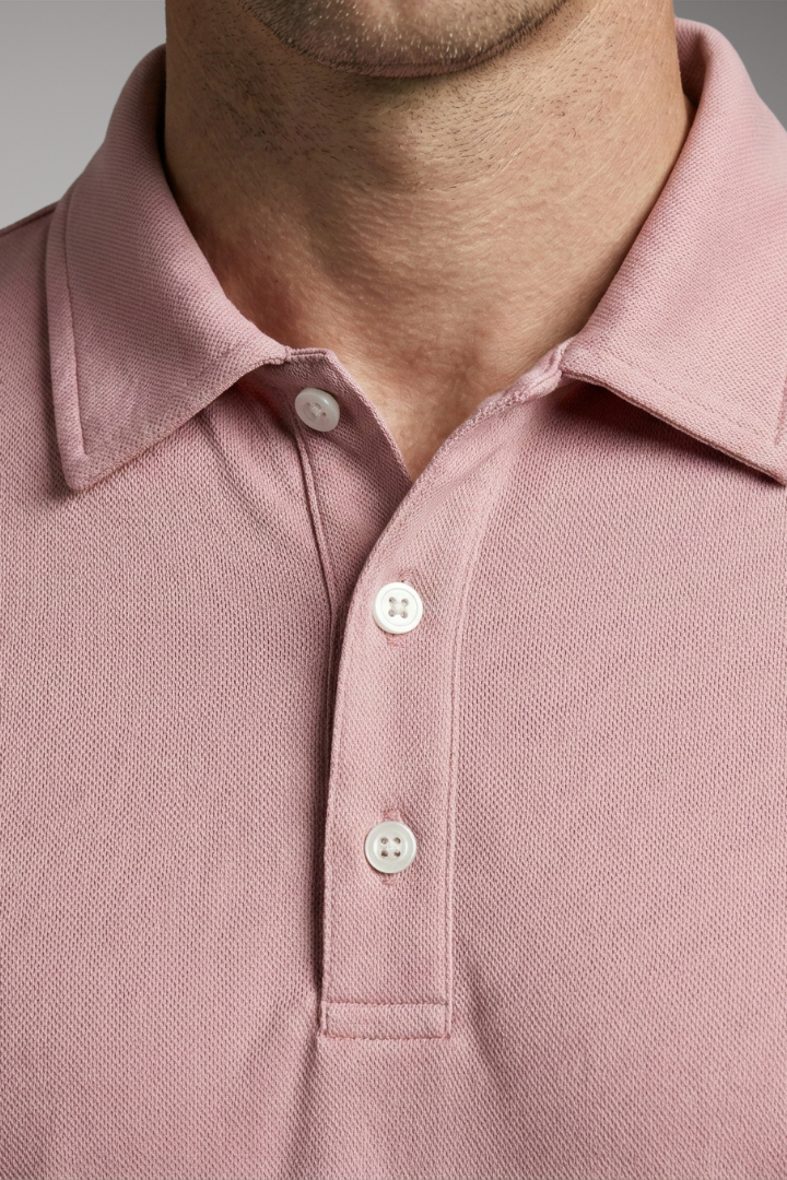Men's Polo Shirt with Long Sleeves and Button Placket