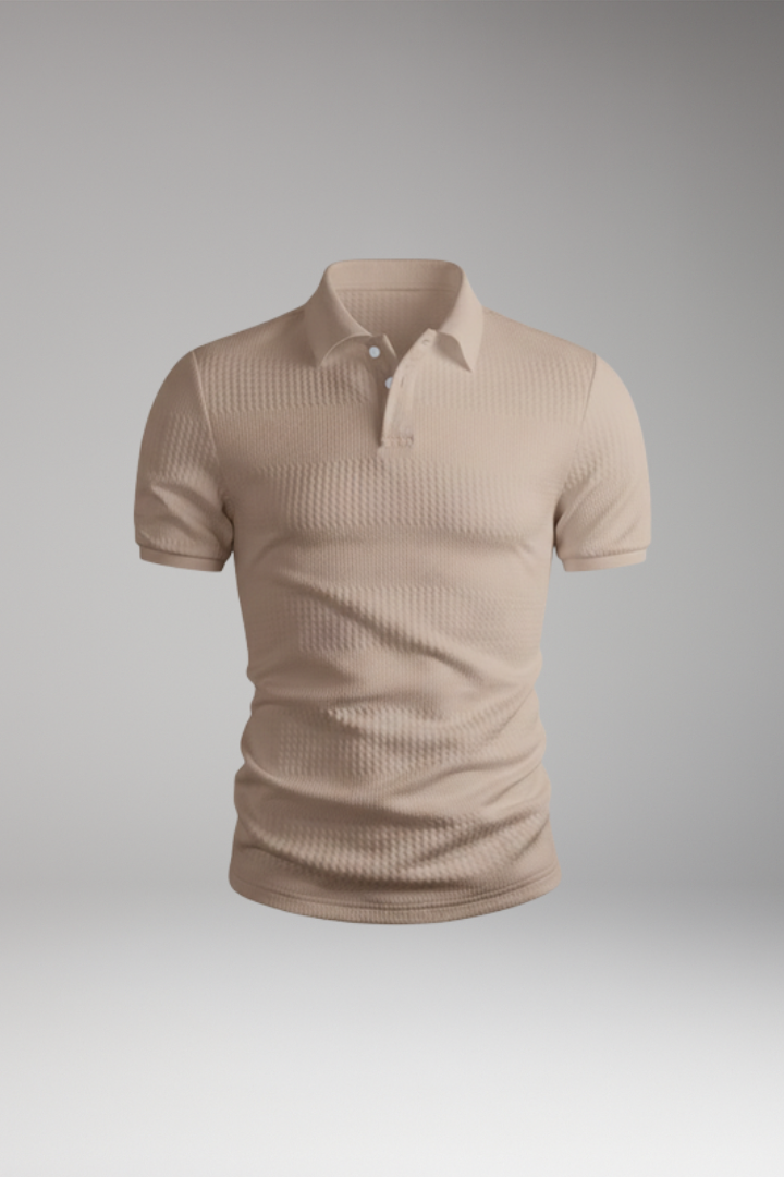 Men's Polo Shirt with Short Sleeves and Button Placket