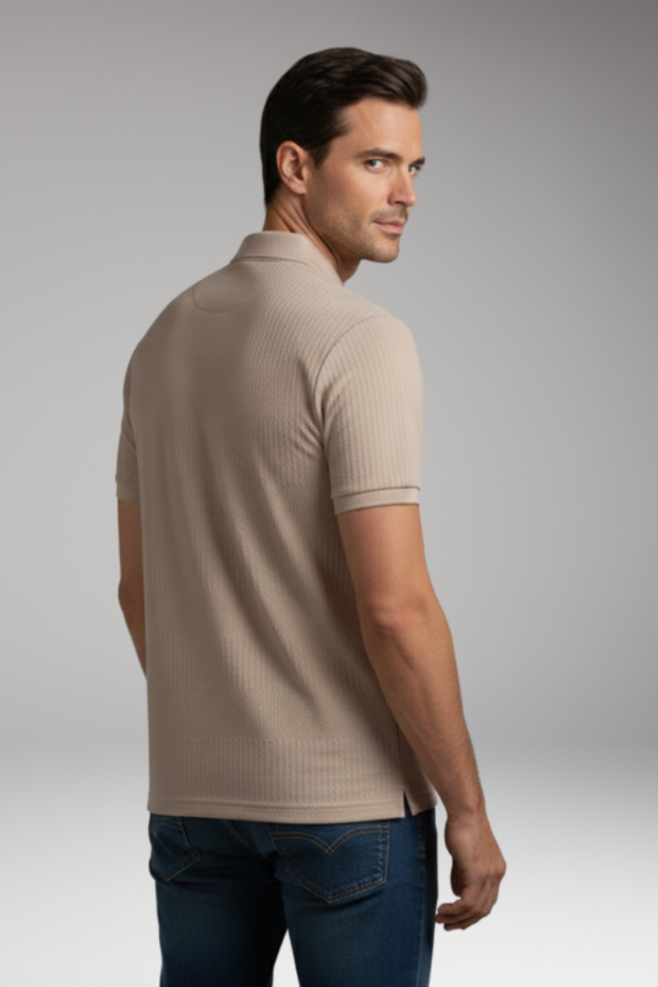 Men's Polo Shirt with Short Sleeves and Button Placket