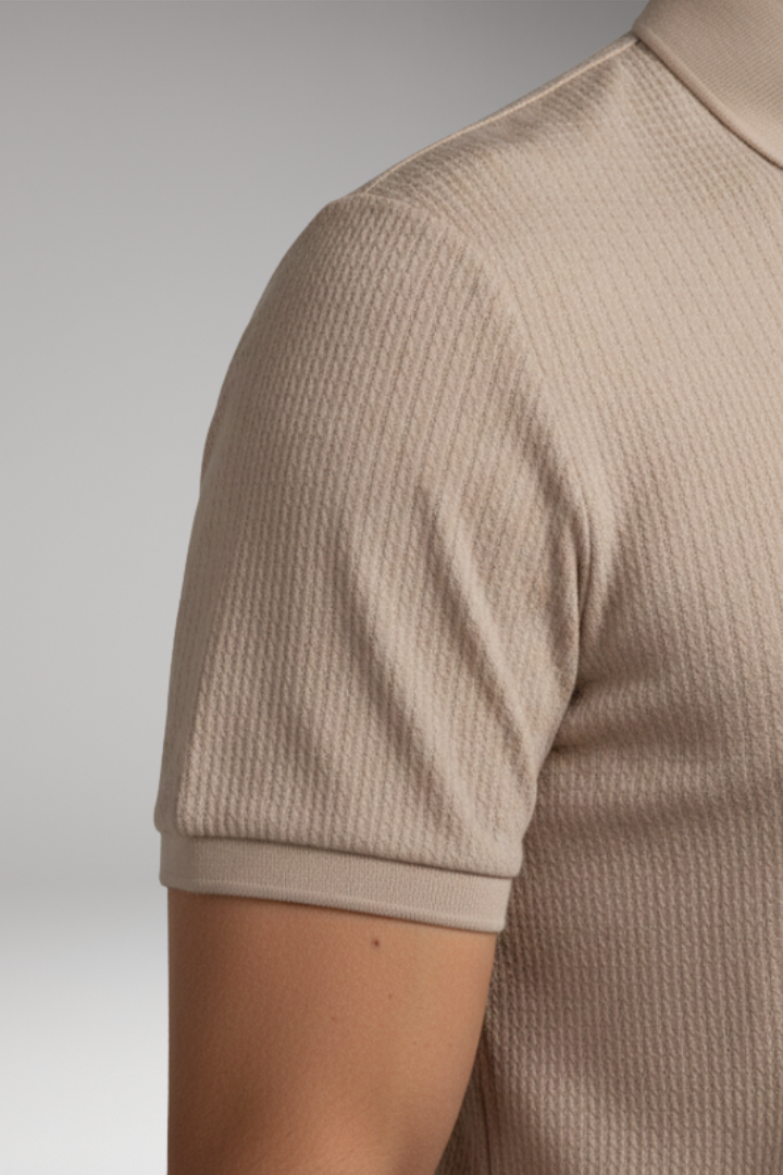Men's Polo Shirt with Short Sleeves and Button Placket