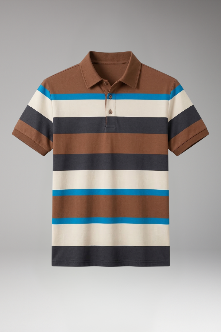 Men's Polo T'Shirt with V'Neck and Button Placket