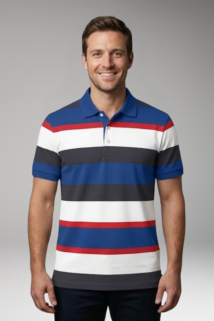 Men's Polo T'Shirt with V'Neck and Button Placket