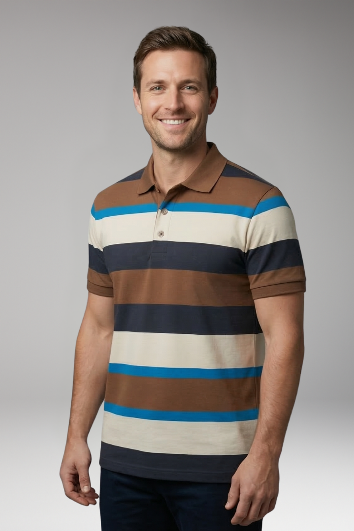 Men's Polo T'Shirt with V'Neck and Button Placket