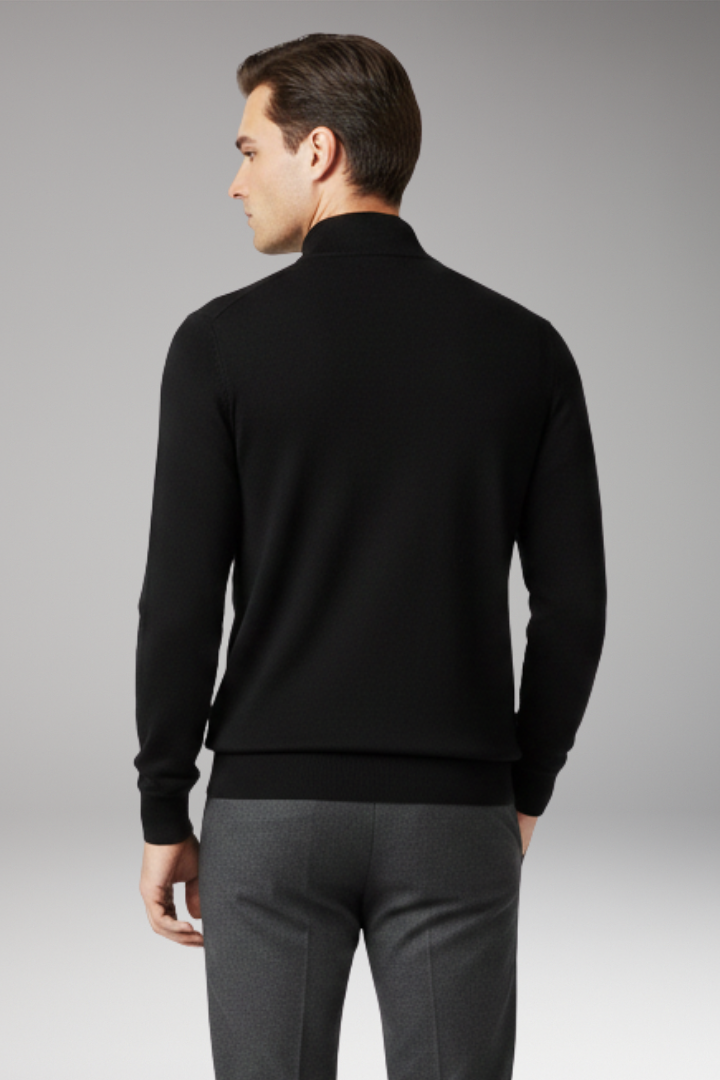 Men's Pullover with Quarter Zip and Ribbed Edges