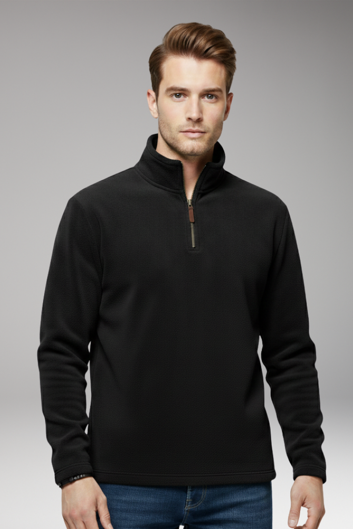 Men's Pullover with Zip Closure and Fleece Lining