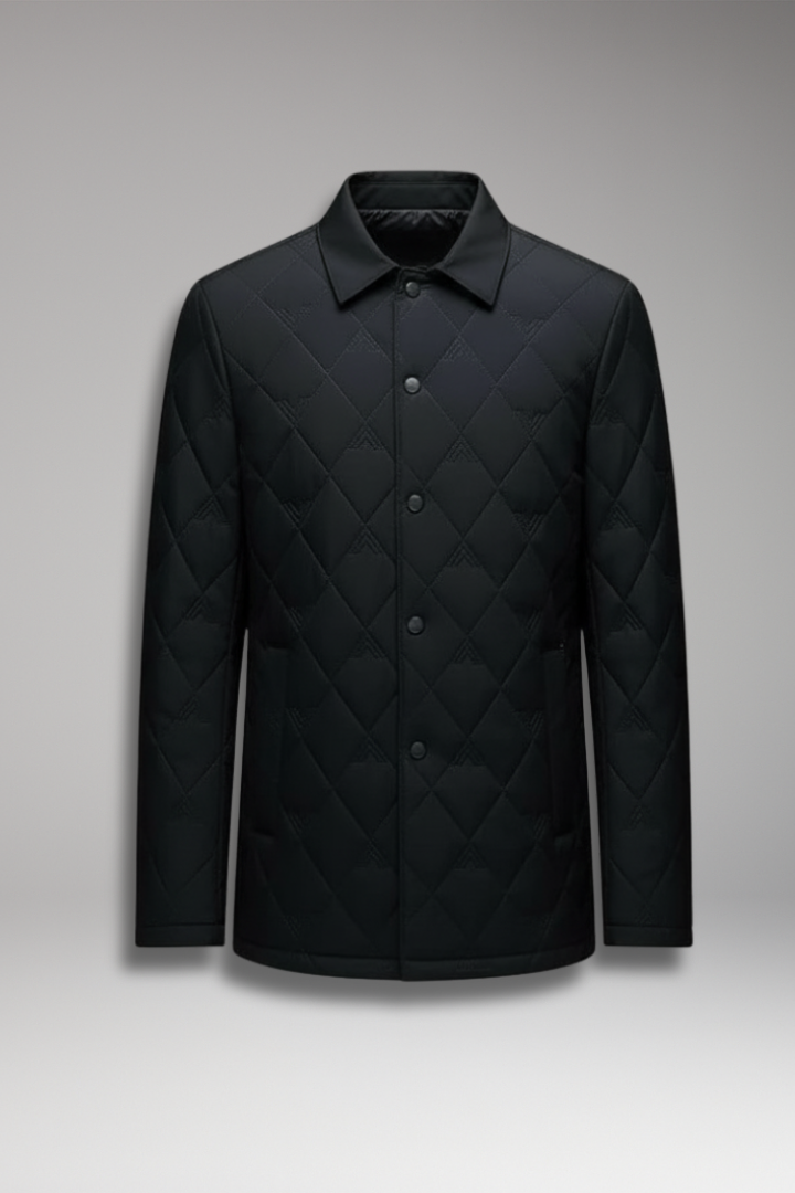 Men’s Quilted Jacket with Snap Buttons and Padded Interior