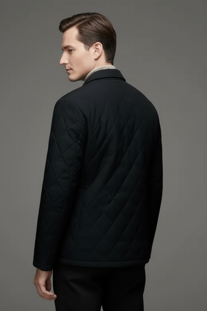 Men’s Quilted Jacket with Snap Buttons and Padded Interior