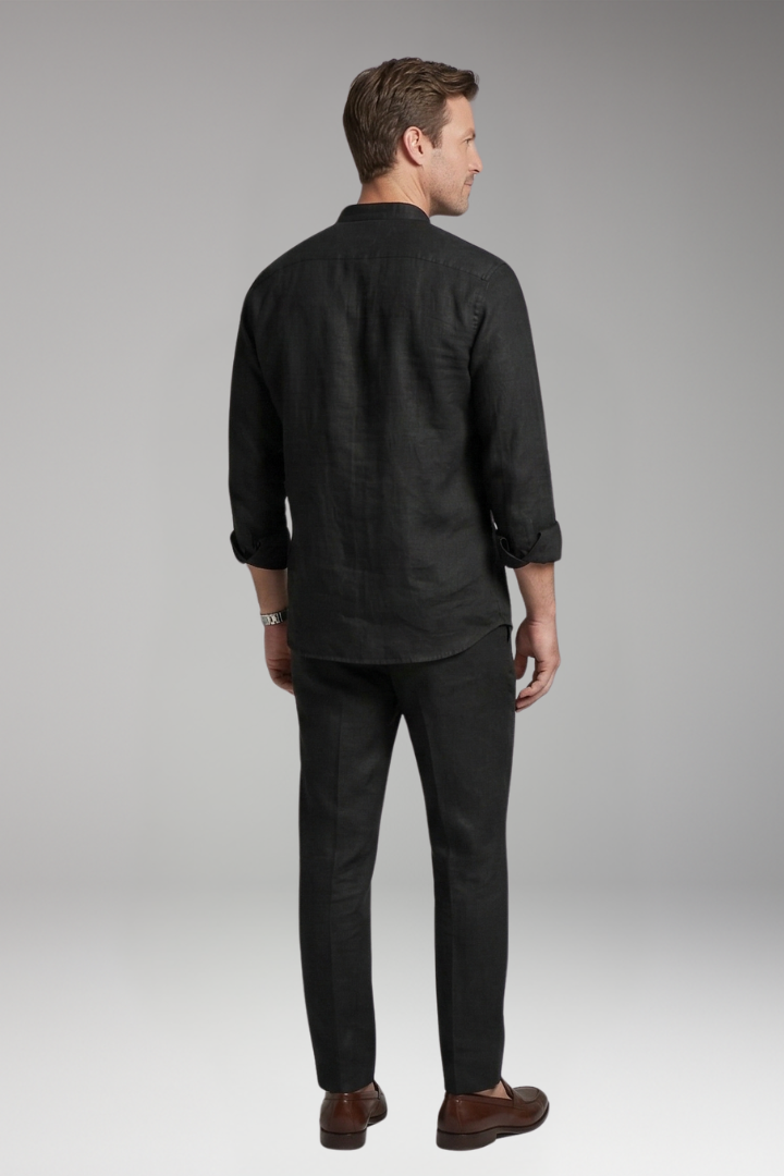 Men's Shirt and Pants Set with Long Sleeves and Relaxed Fit