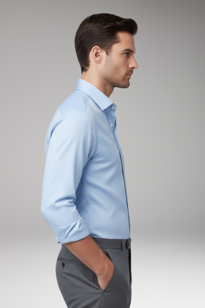Men's Shirt with Button Closure and Classic Collar