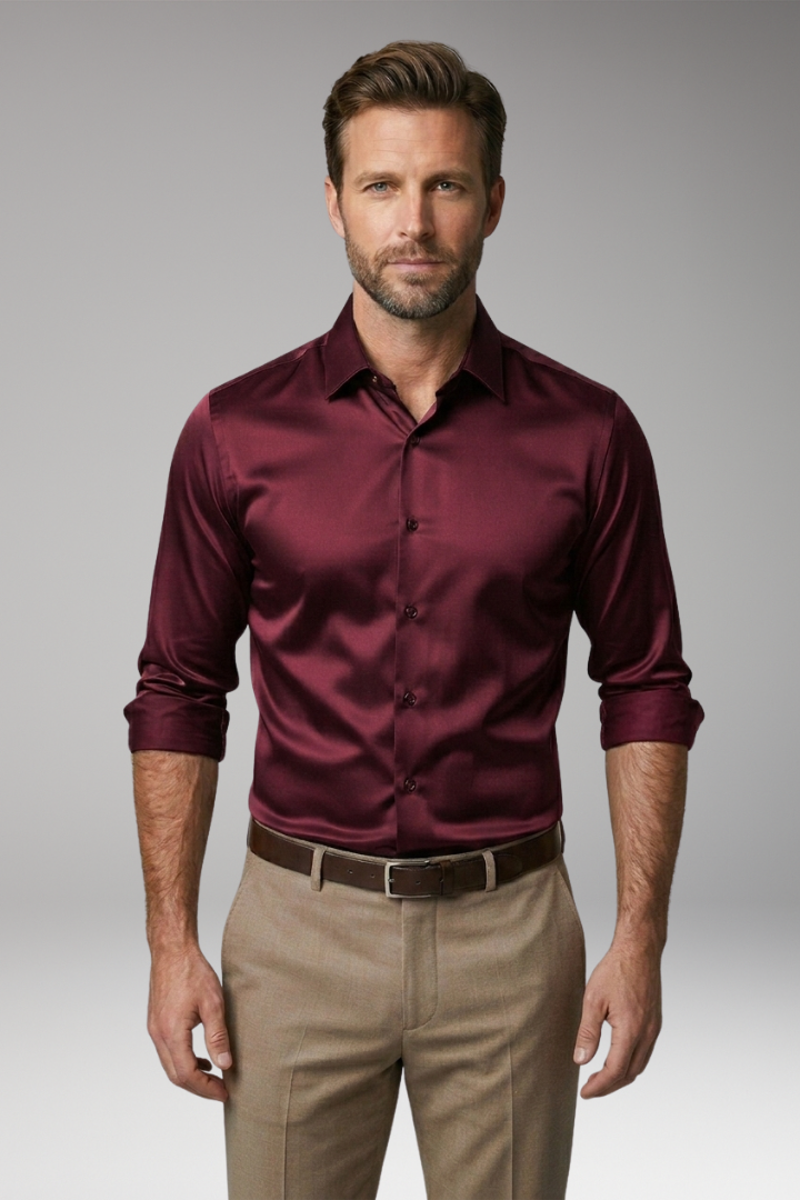Tommy Men's Shirt with Button Placket and Slim Fit