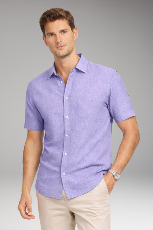 Men's Shirt with Classic Collar and Button Placket