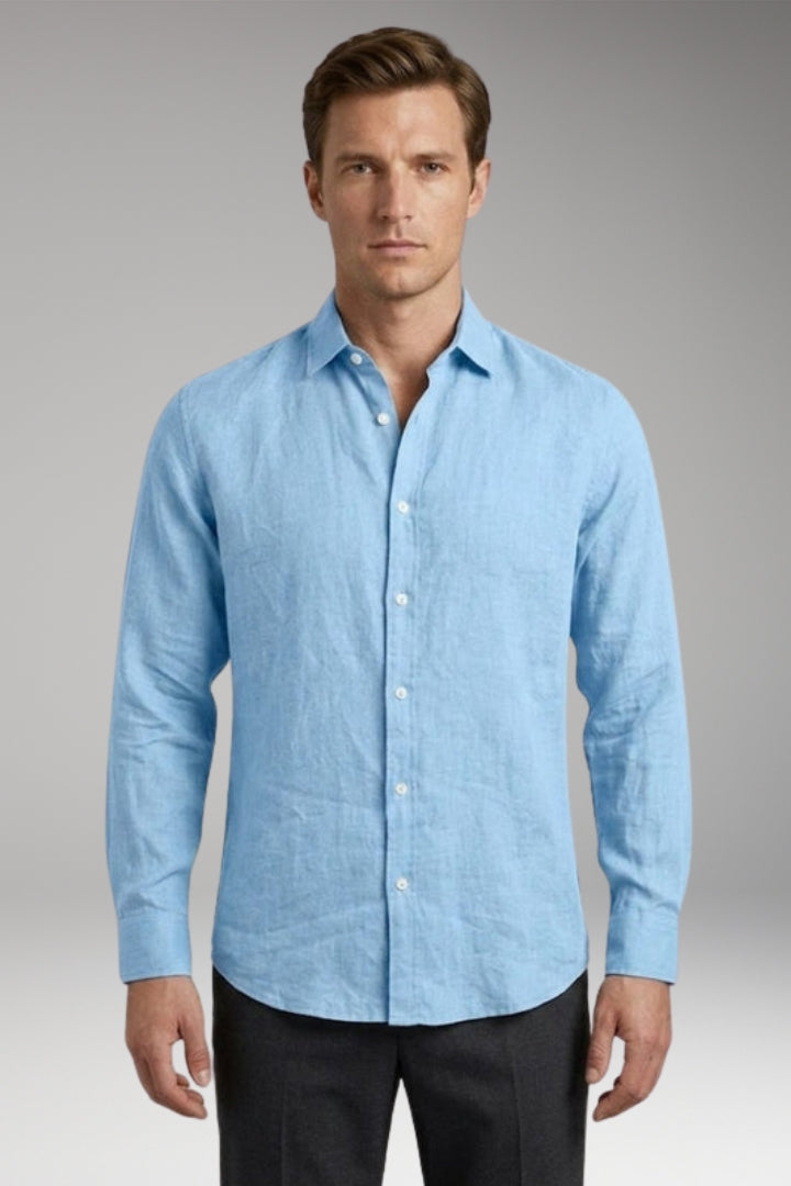 Men's Shirt with Classic Collar and Rollable Sleeves